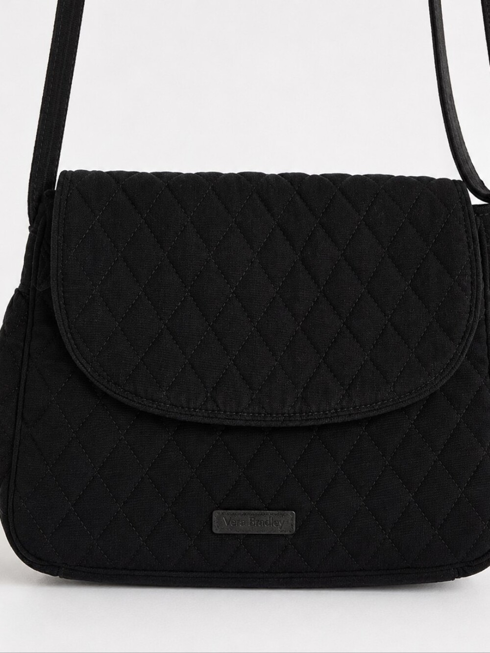 Vera Bradley Classic Black Microfiber Quilted Crossbody Purse - Picture 5 of 10